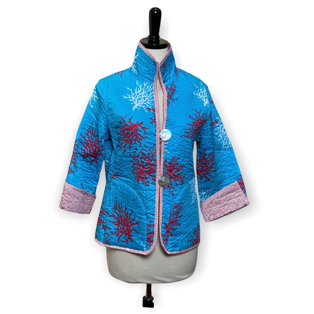 PATTY KIM Coral reversible quilted beach jacket